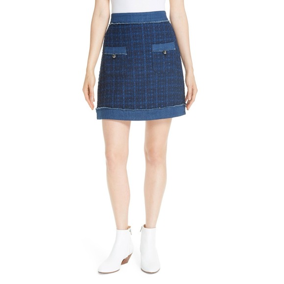 Kate Spade Women's Denim Tweed Lined Blue Skirt  Size 8 Broome Street indigo - Picture 1 of 6